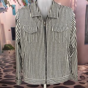 Zara Navy Striped Lightweight Jacket